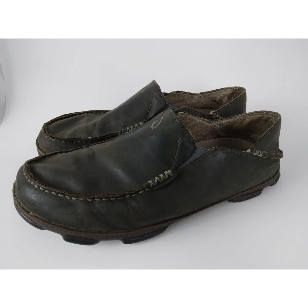 Olukai Moloa Dark Brown Leather Slip On Shoe Mens Size US 9 EUR 42 - Picture 3 of 9